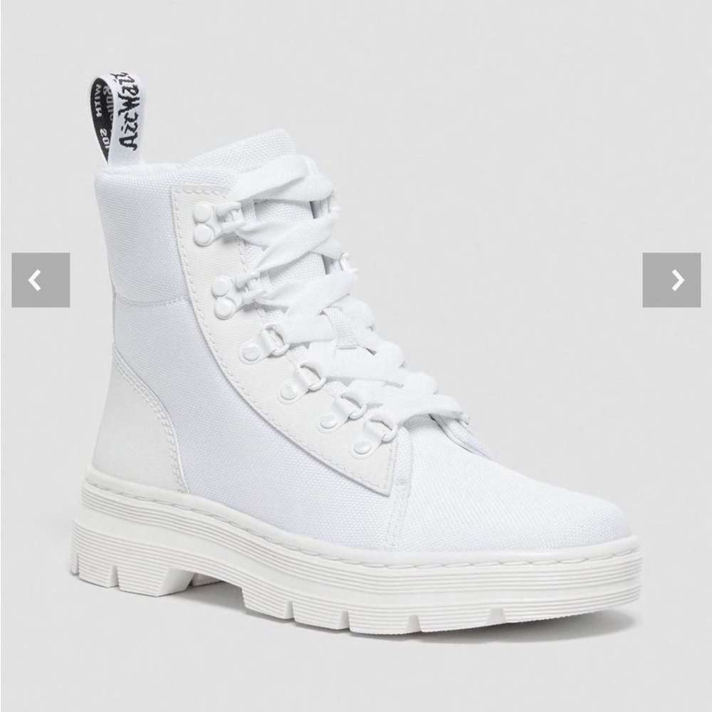 Dr.Martens Combs Womens White Canvas Casual Boot Size 8.5